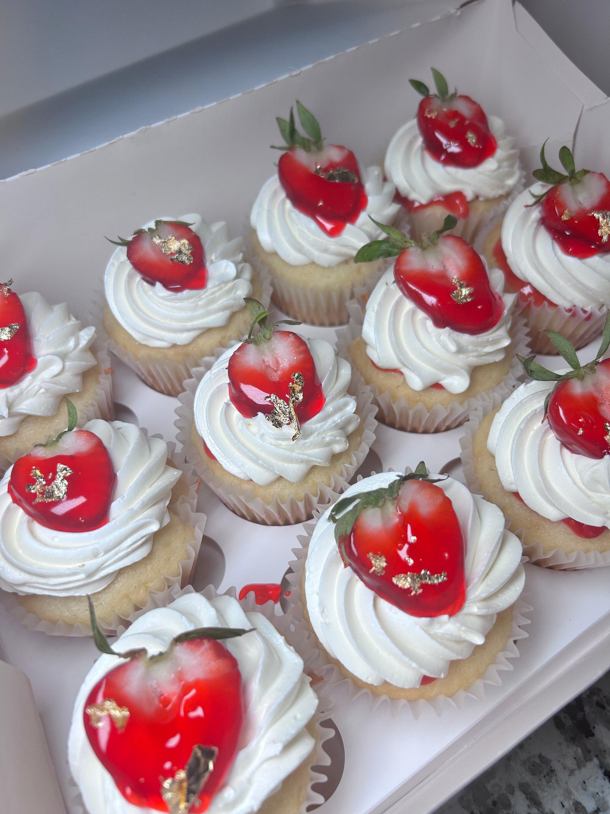 1 Dozen - Strawberry Cheesecake Cupcakes - YUMMM! A Cupcakery