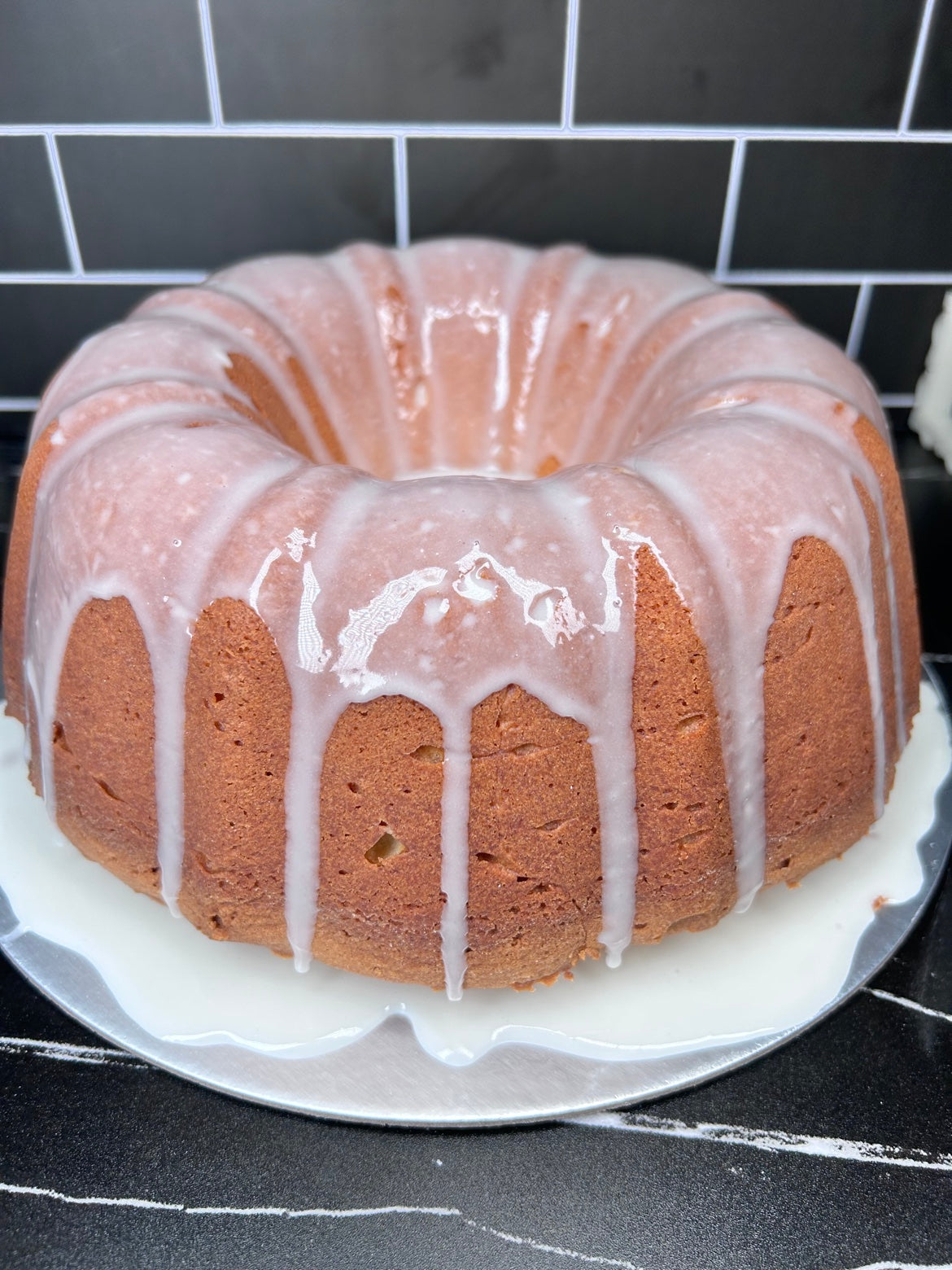 Glazed pound cake side view - Yummm A Cupcakery Thanksgiving
